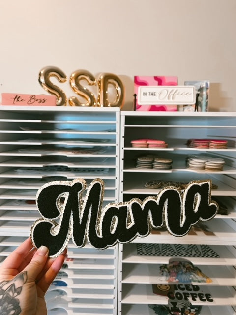 Mama Black Chenille Patch