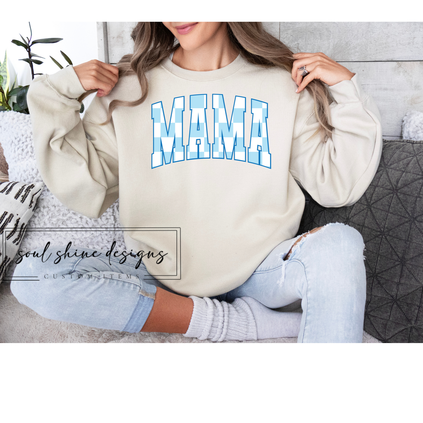 Blue And White Checkered Mama