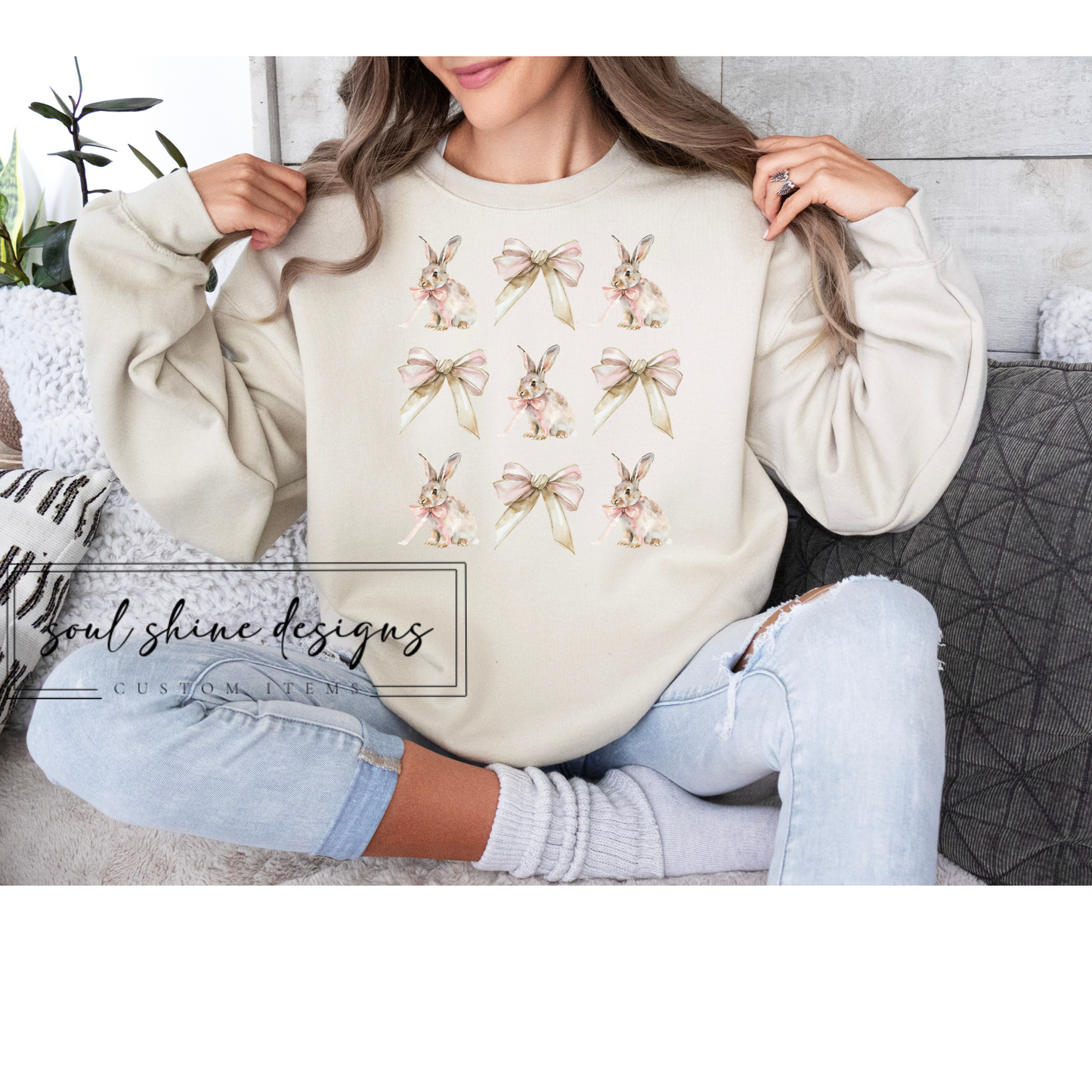 Bunnies and Bows (Cream)