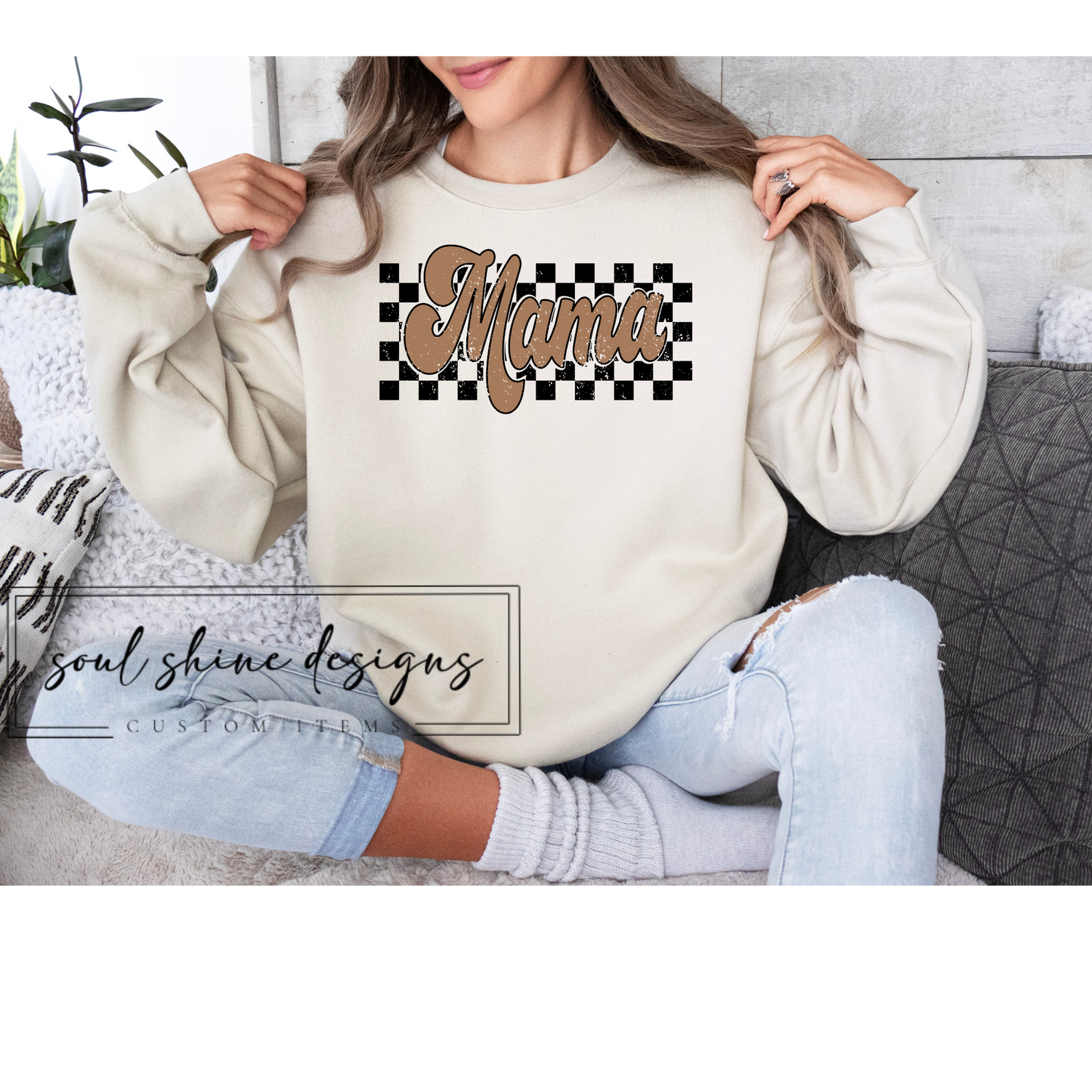 DTF Transfer Checkered Mama