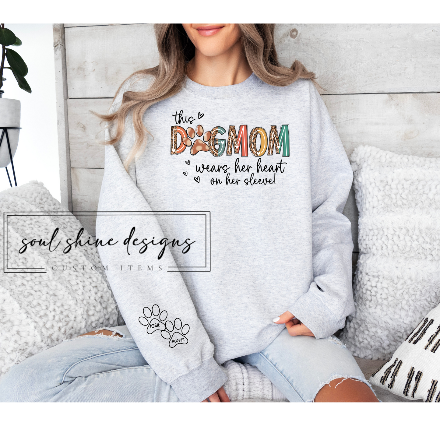 Dog Mom with Heart On Sleeve